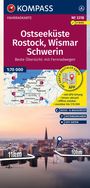"Ostseeküste Rostock, Wismar, Schwerin. Mit Fernradwegen. Karte 1:70 000; E-Bike geeignet. Stadtansicht am Wasser."