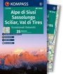 Titel: Alpe di Siusi, Sassolungo, Sciliar, Val di Tires. Kompass Nr. 5742. Bild: Berglandschaft bei Sonnenuntergang.