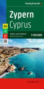 Text: "Zypern Cyprus", "Straßen- und Freizeitkarte Road and leisure map", "1:150 000". Farbe: Küstenlandschaft mit blauem Meer.