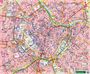 Ein detaillierter Stadtplan zeigt Straßennamen, Plätze, U-Bahnlinien und Parks. U-Bahnlinien sind farblich hervorgehoben.