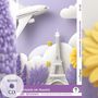 "VOYAGES EN FRANCE", "MODERNE LEKTÜRE", Flugzeug, Lavendel, Eiffelturm, Wolken, lila und gelbe Blumen, Audio-CD-Hinweis.