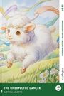 "The Unexpected Dancer" ist in großen Buchstaben auf der Illustration eines fröhlich springenden Lämmchens.