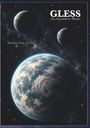 Text: "GLESS Ein besonderer Planet" und "Esteban Luis Grieb". Planeten im Weltraum; einer mit Wolkenwirbel.
