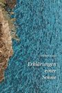 Text: "Michael Busse, Erklärungen einer Sonne." Zu sehen ist eine Küste mit blauem Wasser in abstrakten Farben.