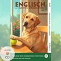Text: "ENGLISCH mit LUSTIGEN KURZGESCHICHTEN", "THE DOG WHO UNDERSTOOD EVERYTHING", "DER HUND, DER ALLES VERSTAND". 

Ein Labrador mit einem Tennisball in einer Illustration.