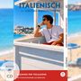 "Italienisch mit lustigen Kurzgeschichten", "Bagnino per vocazione", "Rettungsschwimmer aus Berufung". Ein Mann beobachtet das Meer.