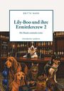 Ein Buchcover mit dem Titel: „Lily-Boo und ihre Ermittlercrew 2 - Die Hunde ermitteln weiter. Animalischer Landkrimi“. Szene: Eine Bar mit Hunden.