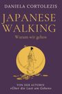 Titel: "JAPANESE WALKING. Warum wir gehen." Illustration: Person im Kimono vor gelber Scheibe.