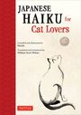 "JAPANESE HAIKU for Cat Lovers" steht neben einer Illustration einer Katze, die einen Ball betrachtet. Links ein rotes Muster.
