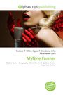 Texte: "Mylène Farmer", "Mylène Farmer discography, Alizée, Montreal, Quebec, France, Songwriter, Author". Frau mit roten Handschuhen singt am Mikrofon.