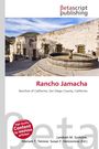 "Rancho Jamacha. Ranchos of California, San Diego County, California." Altes Gebäude mit Brunnen und Hügeln im Hintergrund.