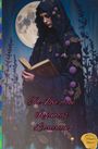 Text: „The Love of the Infamous Librarian.“ Illustration: Frau in besticktem Gewand, hält ein Buch, Vollmond im Hintergrund.