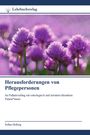 Titel: "Herausforderungen von Pflegepersonen". Autor: Selina Heihsig. Nahaufnahme von lila Blüten. Logo oben: Lehrbuchverlag.