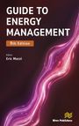 Text: "GUIDE TO ENERGY MANAGEMENT", "9th Edition", "Editor: Eric Mazzi", "River Publishers". Abstrakte rosa Wellen auf dunklem Hintergrund.