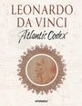 „LEONARDO DA VINCI Atlantic Codex“ steht oben, darunter eine Zeichnung von Leonardo da Vinci in einem ornamentalen Rahmen.