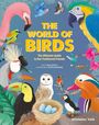 "The Secrets of Birds" in gelber Schrift, Vögel in leuchtenden Farben umgeben ein Nest mit drei blauen Eiern.