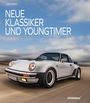 Text: "NEUE KLASSIKER UND YOUNGTIMER". Ein weißer, sportlicher Oldtimer fährt dynamisch auf einer Straße.