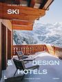 "The World's Best Ski & Design Hotels" steht über einer verschneiten Hotelterrasse mit Bergen im Hintergrund.