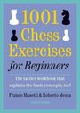 "1001 Chess Exercises for Beginners" in großen Buchstaben. Ein Turm, ein Springer und Bauern als Schachfiguren abgebildet.