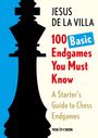 "100 Basic Endgames You Must Know" von Jesus de la Villa. Schachfigur, schwarzer Turm vor blauem Hintergrund.