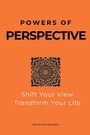 Texte: "Powers of Perspective", "Shift Your View Transform Your Life", "Marilyn Burgersdijk". Illustration: Geometrisches Muster.