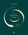 Text: Ananda, The Healing Plate, Ayurveda for Modern Living. Stilisiertes, goldenes Spiral-Muster. Logo unten: Roli.