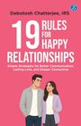 "19 Rules for Happy Relationships" von Debotosh Chatterjee. Illustration eines lächelnden Paares auf rosa Hintergrund.