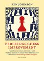 „Perpetual Chess Improvement“ von Ben Johnson. Schachfiguren auf einem geometrischen Muster.