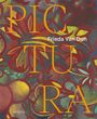 Große gelbe Buchstaben "PICTURA", Name "Frieda Van Dun", bunte florale Illustration im Hintergrund.