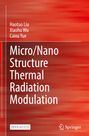 Titel: "Micro/Nano Structure Thermal Radiation Modulation." Namen: Haotuo Liu, Xiaohu Wu, Caixu Yue. Roter geometrischer Hintergrund.