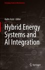 Buchtitel: "Hybrid Energy Systems and AI Integration", Editor: Aydin Azizi. Zahnräder und geometrische Formen im Hintergrund.