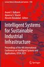 Der Text beschreibt ein Buch über "Intelligent Systems for Sustainable Industrial Infrastructure", Konferenz ICISA 2025. Hintergrund: Molekülstruktur.
