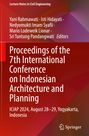 "Proceedings of the 7th International Conference on Indonesian Architecture and Planning. ICIAP 2024, August 28–29." Rotes Hintergrundbild.