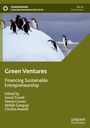 Titel: Green Ventures. Pinguine auf einem Eisberg vor dunklem Himmel.