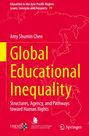 "Global Educational Inequality" in gelbem Text auf rotem Hintergrund mit Kartenumriss. Logos unten: UNEVOC, Asia-Pacific Ed Assoc.