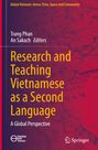 „Research and Teaching Vietnamese as a Second Language: A Global Perspective“ ist groß dargestellt. Im Hintergrund ist ein roter Landkartenausschnitt von Vietnam zu sehen.