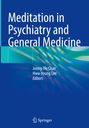 Text: "Meditation in Psychiatry and General Medicine. Jeong-Ho Chae, Hwa-Young Lee, Editors, Springer." Hintergrund mit blauen, grünen Wellen.
