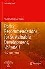 Titel: Policy Recommendations for Sustainable Development, Volume 1, 2019–2020. Roter und orangefarbener Hintergrund. Logos von NIAS und Springer.