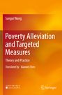 Titel: "Poverty Alleviation and Targeted Measures". Autoren: Sangui Wang, Übersetzer: Xiaowei Chen. Oranges Farbverlauf-Design.