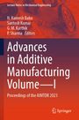 Titel: "Advances in Additive Manufacturing Volume—I". Hintergrund: Zahnräder und technische Zeichnungen in Rot.