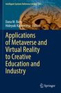 "Applications of Metaverse and Virtual Reality to Creative Education and Industry." Gehirnabbildung mit Funken. Springer-Logo.