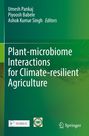 "Buchtitel: Plant-microbiome Interactions for Climate-resilient Agriculture. Grüne Hintergrundfarbe mit Logos unten."
