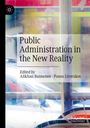 "Public Administration in the New Reality" - Herausgeber: Alikhan Baimenov, Panos Liverakos. Buntes abstraktes Hintergrundbild.