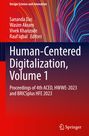 Buchtitel: Human-Centered Digitalization, Volume 1. Hintergründe in Rot und Violett mit bunten Linien. Logo: Springer.