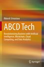 Titel: ABCD Tech. Untertitel: Revolutionizing Business with Artificial Intelligence... Buntes, abstraktes Hintergrunddesign.