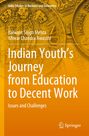 Titel: "Indian Youth's Journey from Education to Decent Work". 
Hintergrund: Goldene Münzen mit indischen Symbolen.