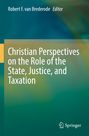 Titel mit abstraktem Hintergrund; "Christian Perspectives on the Role of the State, Justice, and Taxation"; Springer-Logo.