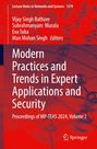 Titel: Modern Practices and Trends in Expert Applications and Security. Roter Hintergrund mit einem Netzwerkdiagramm.