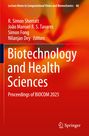 Text: "Biotechnology and Health Sciences: Proceedings of BIOCOM 2025". Hintergrund: Fließende, orange-rote Formen. Springer-Logo.