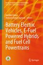 „Battery Electric Vehicles, E-Fuel Powered Hybrids and Fuel Cell Powertrains“, orange Hintergrund mit Logo.